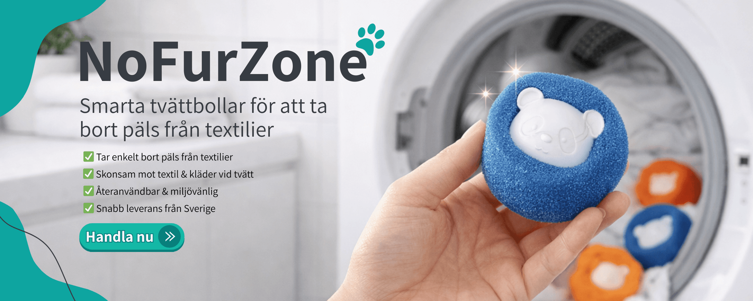 3 st tvättbollar för pälsborttagning - effektiv lösning mot djurhår